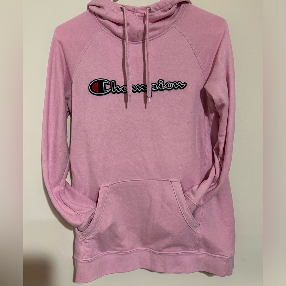 Champion hoodie, pink women’s size small